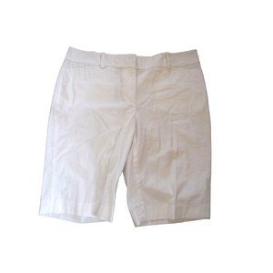 Talbots Womens Shorts 2 White Chino Burmuda Mid Rise 10.5" Inseam Cotton Stretch